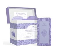 Designer greetings Caja organizadora de tarjetas de felicitación con separadores y calendario, patrón decorativo de damasco lavanda (9.5 x 7.25 x 6 pulgadas, capacidad para hasta 75 tarjetas de
