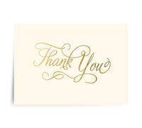 Designer greetings Tarjetas de agradecimiento en blanco a granel para cualquier ocasión, escritura en relieve de lámina dorada (100 notas de agradecimiento y sobres en relieve), color blanco, 100