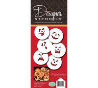 Designer Stencils 742 Mini JackoLantern Faces Cookie Stencils Beigesemitransparent