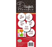 Designer Stencils Candy Heart Sayings Cookie Stencils Small BeigeSemiTransparent