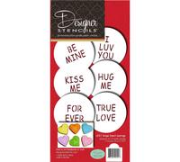 Designer Stencils Large Candy Heart Sayings Cookie Stencils Beigesemitransparent fits 3 inch circle