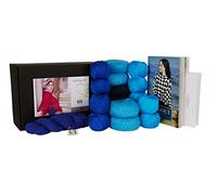Designette Girl on Fire - Kit de punto para tejer (100% algodón egipcio mercerizado, mezcla de seda y lana de Shetland, 2 x 3XL, color turquesa y azul No-s-2719, 2XL/3XL)