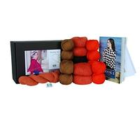 DesignEtte Kit de tejer Girl on Fire 100% algodón egipcio mercerizado Superkid Mohair seda y mezcla de lana Shetland, tamaño pequeño, mediano, naranja/marrón, No-s-2719, S/M