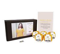 DesignEtte Spider's Web - Kit de Tejer para Mujer, 100% algodón Egipcio, Lana de algodón Egipcio, Cuencos y Patrones para Principiantes, Caja de 50 g ≈127 m/5 Capas, Amarillo Sabana, L