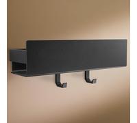 Designfabrik Hamburg Design Hamburgo Estantería Ducha sin Taladro I Estantería de Baño y Organizador I Repisa Champú I Accesorio de Baño Adhesivo I Balda de Baño con 2 Ganchos | Negro Mate | 30 cm