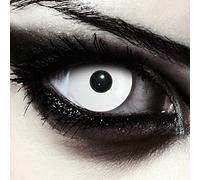 DESIGNLENSES, Dos lentillas de color blanco totalmente para Halloween zombie disfraz, 1 par/2 pzs, sin graduación + caso de lente „Whiteout"