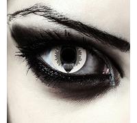 DESIGNLENSES, Dos lentillas de color gris y blanco para Halloween serpiente disfraz, 1 par/2 pzs, ojos de gato sin graduación + caso de lente „Grey Dragon"