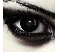 DESIGNLENSES, Dos lentillas de color negro totalmente para Halloween zombie disfraz, 1 par/2 pzs, sin graduación + caso de lente „Blackout"