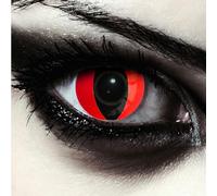 DESIGNLENSES, Dos lentillas de color rojo para Halloween serpiente disfraz, 1 par/2 pzs, ojos de gato sin graduación + caso de lente „Red Cateye"
