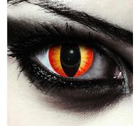 DESIGNLENSES, Dos lentillas de color rojo para Halloween serpiente disfraz, 1 par/2 pzs, ojos de gato sin graduación + caso de lente „Red Dragon"