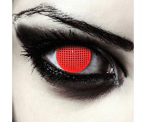 Designlenses, Dos lentillas de colores rojas para Halloween costume cuadrícula lentes de tres meses sin dioprtías/corregir + gratis caso de lente „Red Screen"