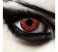 DESIGNLENSES, Dos lentillas de colores rojas para Halloween vampiro disfraz, 1 par/2 pzs, lentes sin graduación + gratis caso de lente „Red Fear"