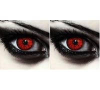 DESIGNLENSES, Dos lentillas diarias colores rojos para Halloween vampiro disfraz, 1 par/2 pzs, sin graduación (Red Monster, 14.00, 0.00) (Paquete de 2)