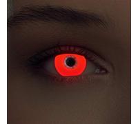 Designlenses, Dos luminoso (debajo luz negra) UV lentillas de fluorescente colores rojas relumbrar costume lentes sin dioprtías/corregir + gratis caso de lente „Glowing Red"