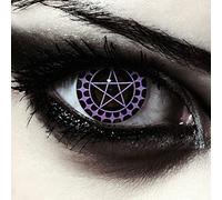 DESIGNLENSES, lentillas diarias color negro y morado patrón de pentagrama para Halloween disfraz, 1 par/2 pzs, sin graduación „Ciel"