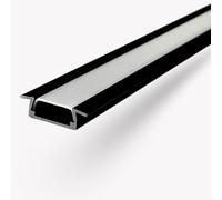 Designlight - Perfil LED de aluminio empotrable con cubierta para tiras LED, canaleta para iluminación interior y muebles, instalación fácil, diseño moderno y resistente (Color Negro)