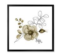 DesignQ Anémona Ramo de flores con ramas de eucalipto II Arte de pared tradicional enmarcado