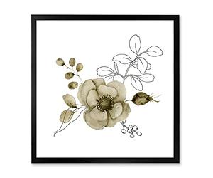 DesignQ Anémona Ramo de flores con ramas de eucalipto II Arte de pared tradicional enmarcado