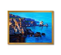 DesignQ Cliffs By The Ocean In The Evening Glow Nautical & Coastal - Arte de pared enmarcado