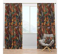 DesignQ Cortinas Opacas con patrón Floral de Cachemira, Cortinas para Dormitorio, Cortinas para Sala de Estar, Cortinas y Cortinas, con Aislamiento térmico, Panel Individual de 52 x 63 Pulgadas