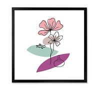 DesignQ Formas elementales con flores abstractas plantas IV moderno enmarcado arte de la pared