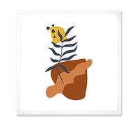 DesignQ Formas elementales con flores abstractas plantas VI moderno enmarcado arte de la pared