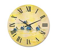 DesignQ Reloj de pared de madera de granja Pelicans Birds On The Yellow River