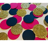 Designs by DH Confetti - 100 círculos de papel, color azul marino, rosa, dorado, purpurina, cumpleaños, novia, boda, fiesta, decoración