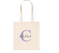 desiGntec Tote bag de Algodón personalizada Totebag tela personalizable con INICIAL y NOMBRE |Bolsa multiusos |Bolsa de tela reutilizable,diseño en vinilo textil, montaje manual Colores Pasteles