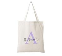 desiGntec Totebag cremallera Personalizable con INICIAL y NOMBRE Bolsa de tela 40x37 | Ideales para Regalar | Uso Universidad Trabajo Compra | Bolso shopper | Reutilizable | Color beig