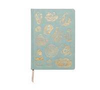 Designworks Ink Cuaderno de diario de cristal verde de 19 x 26 cm con 200 páginas a rayas con cubierta de tela, detalles dorados, páginas a rayas, marcador de cinta para trabajo, escritura, diario
