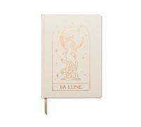 Designworks Ink La Lune Tarot Art Nouveau Cream - Cuaderno jumbo de 19 x 26 cm con cubierta de tela, detalles dorados, páginas a rayas, marcador de cinta para trabajo, escritura, diario