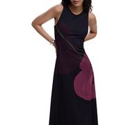 Desigual - Vestido Midi Asimétrico con Estampado de Amapolas - Dresses - Mujer - Negro - S -