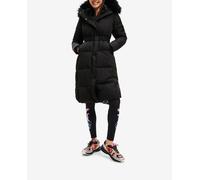 Desigual Abrigo largo padded de mujer con cinturón. Negro 40 (M)