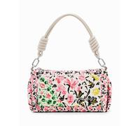 Desigual Bandolera S canvas flores de mujer. Crudo Talla única