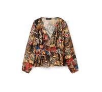 Desigual Blusa 'TAPESTRY-A' azul oscuro / marrón / marrón oscuro / rojizo M azul oscuro / marrón / marrón oscuro / rojizo