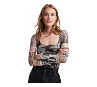 Desigual Body_Any News Camiseta, Negro, XS para Mujer