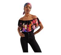 Desigual Body_Flower Camiseta, Black, XL De Las Mujeres