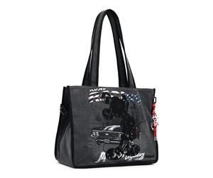 Desigual bolsa de compras bolso de hombro Mickey Studs Khiva Shopping Bag Denim Dark Grey gris oscuro
