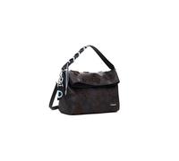 Desigual bolso de hombro bolso bandolera Loverty 3.0 Stencil Flower Shoulder Bag Chocolate marrón oscuro