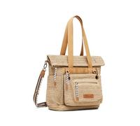 Desigual bolso de hombro bolso bandolera Raffia Voyager Backpack Natural beige