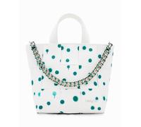 Desigual Bolso shopper M gotas de mujer. Blanco Talla única