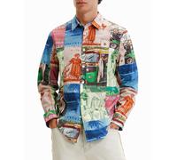 Desigual Camisa de hombre patch sellos. Rosa M