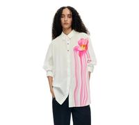Desigual Camisa de Manga Larga de la colección Mujer, Blanco, XL