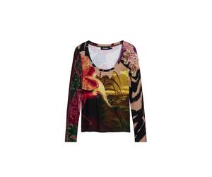 Desigual Camiseta capuchino / oliva / rojo / negro L capuchino / oliva / rojo / negro