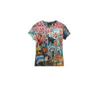 Desigual Camiseta 'Cats' azul cian / rojo anaranjado / rojo oscuro / negro XL azul cian / rojo anaranjado / rojo oscuro / negro