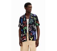 Desigual Camiseta de Manga Corta para Hombre, Negro, M