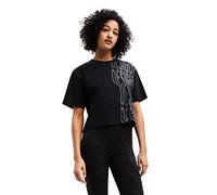Desigual Camiseta de Manga Corta para Mujer, Negro, XL