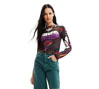 Desigual Camiseta de Manga Larga, Negro, L para Mujer