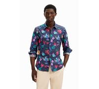 Desigual Camiseta de Manga Larga para Hombre, Azul, L